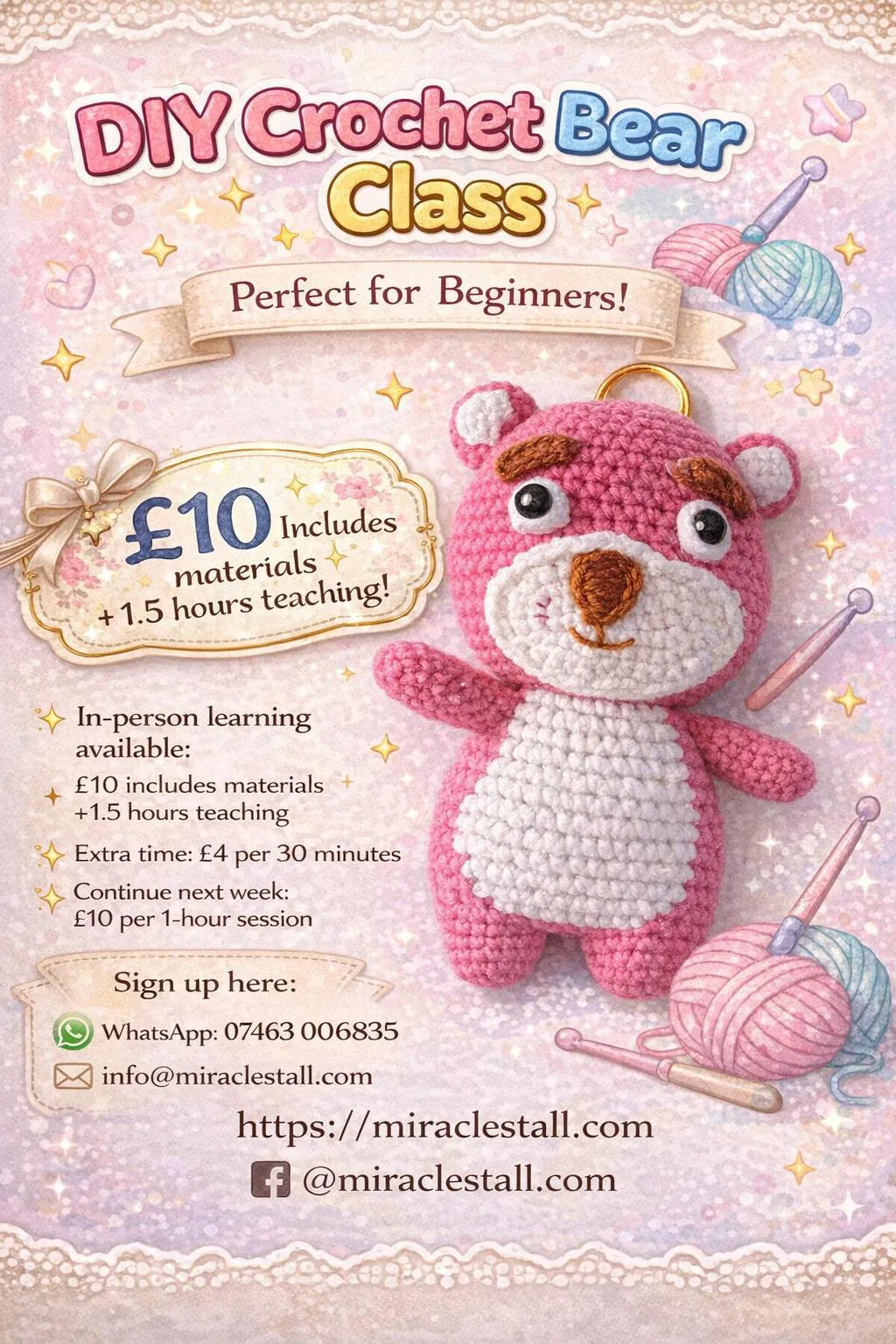 DIY Crochet Bear Video Tutorial / In-person learning