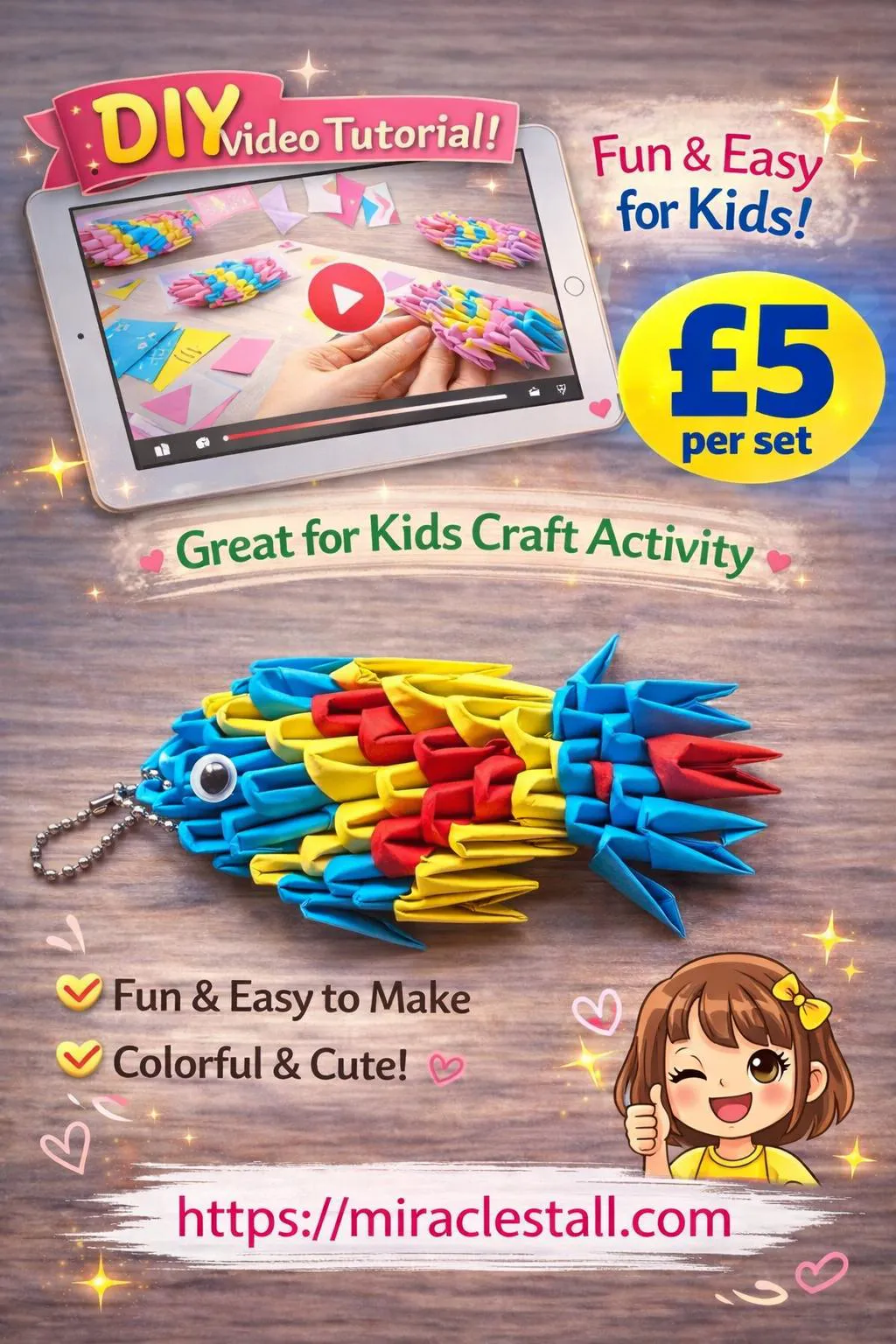 DIY Origami BLUE fish Video Tutorial or In-person learning