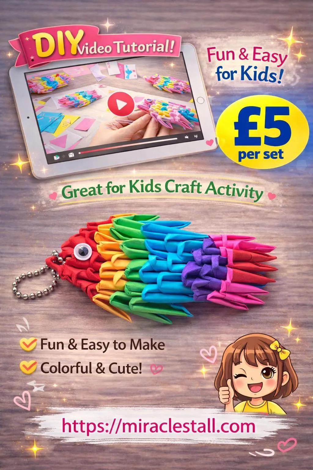 DIY Origami RAINBOW fish Video Tutorial or In-person learning